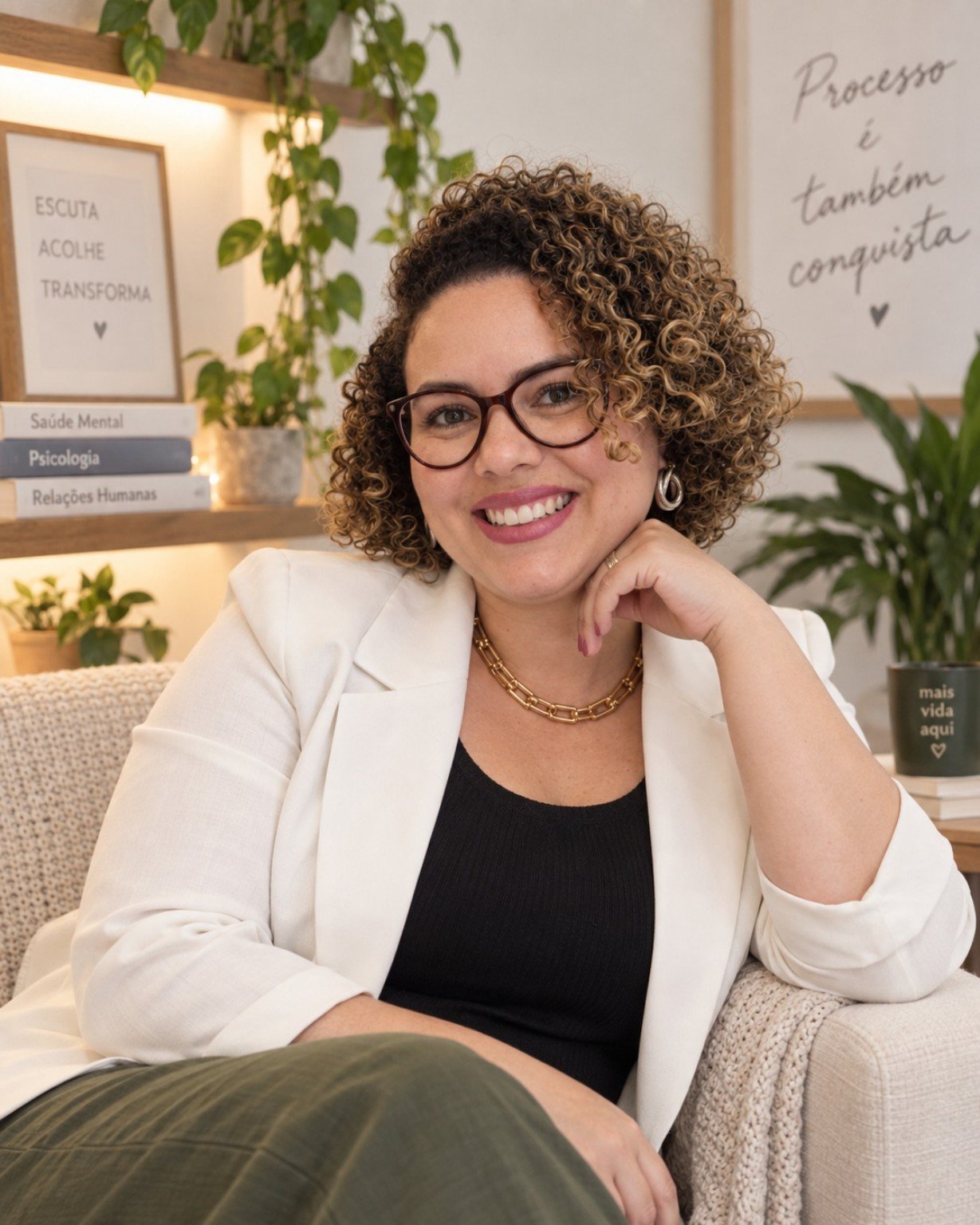 Psicóloga Priscila Jardim em seu consultório